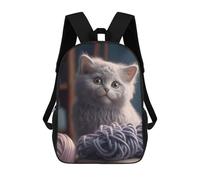 sinyumoney Sacs À Dos Pour Enfants Curious Kitten with Yarn Sac D'école Imprimé En 3D Pour Enfants, Sac À Dos De Voyage Tendance Pour Écoliers 17inch