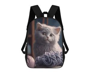 sinyumoney Sacs À Dos Pour Enfants Curious Kitten with Yarn Sac D'école Imprimé En 3D Pour Enfants, Sac À Dos De Voyage Tendance Pour Écoliers 17inch