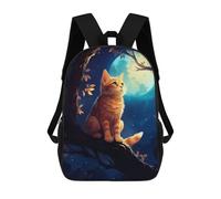 sinyumoney Sacs À Dos Pour Enfants Cute Cat Looking at Moon Sac D'école Imprimé En 3D Pour Enfants, Sac À Dos De Voyage Tendance Pour Écoliers 17inch