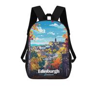 sinyumoney Sacs À Dos Pour Enfants Edinburgh Scotland Autumn Cityscape Illustration Sac D'école Imprimé En 3D Pour Enfants, Sac À Dos De Voyage Tendance Pour Écoliers 17inch