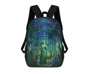 sinyumoney Sacs À Dos Pour Enfants Enchanted Garden with Mystic Figure Sac D'école Imprimé En 3D, Sac Tendance, Sac De Voyage Pour L'école Ou Les Voyages 17inch