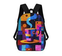 sinyumoney Sacs À Dos Pour Enfants Expressionist Geometry Coffee - Vibrant Abstract Café Art Sac D'école Imprimé En 3D Pour Enfants, Sac À Dos De Voyage Tendance Pour Écoliers 17inch