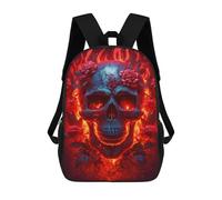 sinyumoney Sacs À Dos Pour Enfants Flaming Skull with Roses Sac À Dos Scolaire, Cartable Pour Enfants, Sac De Voyage, Sac À Livres, Sac À Dos Imprimé En 3D Pour Garçons Et Filles 17inch