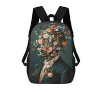 sinyumoney Sacs À Dos Pour Enfants Floral Man Portrait Abstract Mental Roses Sac D'école Imprimé En 3D Pour Enfants, Sac À Dos De Voyage Tendance Pour Écoliers 17inch