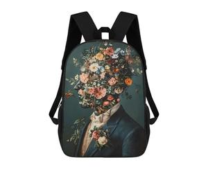 sinyumoney Sacs À Dos Pour Enfants Floral Man Portrait Abstract Mental Roses Sac D'école Imprimé En 3D Pour Enfants, Sac À Dos De Voyage Tendance Pour Écoliers 17inch