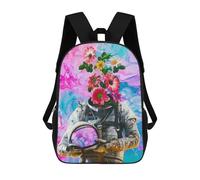 sinyumoney Sacs À Dos Pour Enfants Flower Astronaut Sac D'école Imprimé En 3D Pour Enfants, Sac À Dos De Voyage Tendance Pour Écoliers 17inch