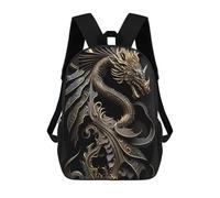 sinyumoney Sacs À Dos Pour Enfants Golden Dragon Artwork-4 Sac D'école Imprimé En 3D, Sac Tendance, Sac De Voyage Pour L'école Ou Les Voyages 17inch