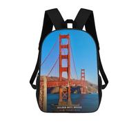 sinyumoney Sacs À Dos Pour Enfants Golden Gate Bridge, San Francisco-2 Sac À Dos Scolaire, Cartable Pour Enfants, Sac De Voyage, Sac À Livres, Sac À Dos Imprimé En 3D Pour Garçons Et Filles 17inch