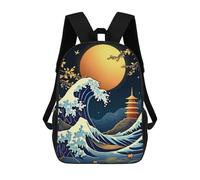 sinyumoney Sacs À Dos Pour Enfants Great Wave Japan Sac D'école Imprimé En 3D Pour Enfants, Sac À Dos De Voyage Tendance Pour Écoliers 17inch