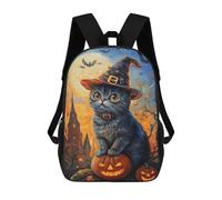 sinyumoney Sacs À Dos Pour Enfants Halloween Cat with Jack-o'-Lantern-3 Sac À Dos Scolaire, Cartable Pour Enfants, Sac De Voyage, Sac À Livres, Sac À Dos Imprimé En 3D Pour Garçons Et Filles 17inch