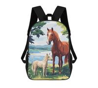 sinyumoney Sacs À Dos Pour Enfants Horse And Foal by The Lake Sac D'école Imprimé En 3D Pour Enfants, Sac À Dos De Voyage Tendance Pour Écoliers 17inch