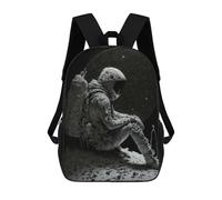 sinyumoney Sacs à dos pour enfants imprimés en 3D Aigle avec Ailes Neiges Cartable pour garçons et filles avec de grandes poches pour l'école, Astronaute On The Moon -2, 17"