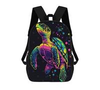 sinyumoney Sacs À Dos Pour Enfants Imprimés En 3D Colorful Sea Turtle on Black Background Sacs D'école Pour Enfants Garçons Et Filles, Sacs De Voyage, Sacs À Livres Pour L'école Ou Les Voyages 17inch