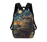 sinyumoney Sacs À Dos Pour Enfants Imprimés En 3D Cool Cat Beach Sunset Sacs D'école Pour Enfants Garçons Et Filles, Sacs De Voyage, Sacs À Livres Pour L'école Ou Les Voyages 17inch