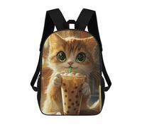 sinyumoney Sacs À Dos Pour Enfants Imprimés En 3D Cute Cat with Boba Tea Sacs D'école Pour Enfants Garçons Et Filles, Sacs De Voyage, Sacs À Livres Pour L'école Ou Les Voyages 17inch