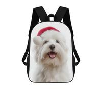 sinyumoney Sacs À Dos Pour Enfants Imprimés En 3D Cute Coton De Tulear Dog with Santa Hat Sacs D'école Pour Enfants Garçons Et Filles, Sacs De Voyage, Sacs À Livres Pour L'école Ou Les Voyages 17inch