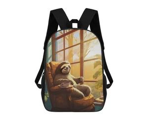 sinyumoney Sacs À Dos Pour Enfants Imprimés En 3D Cute Sloth Coffee Morning Sacs D'école Pour Enfants Garçons Et Filles, Sacs De Voyage, Sacs À Livres Pour L'école Ou Les Voyages 17inch