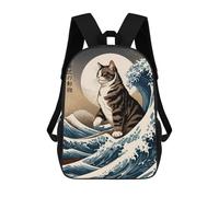 sinyumoney Sacs À Dos Pour Enfants Imprimés En 3D Great Wave of Cat Sacs D'école Pour Enfants Garçons Et Filles, Sacs De Voyage, Sacs À Livres Pour L'école Ou Les Voyages 17inch