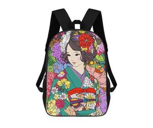 sinyumoney Sacs À Dos Pour Enfants Imprimés En 3D Japan Flower Girl Kimono Sacs D'école Pour Enfants Garçons Et Filles, Sacs De Voyage, Sacs À Livres Pour L'école Ou Les Voyages 17inch