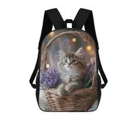 sinyumoney Sacs À Dos Pour Enfants Imprimés En 3D Kitten in Lavender Basket Sacs D'école Pour Enfants Garçons Et Filles, Sacs De Voyage, Sacs À Livres Pour L'école Ou Les Voyages 17inch