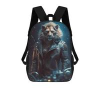 sinyumoney Sacs À Dos Pour Enfants Imprimés En 3D Lion Biker in Leather Jacket Sacs D'école Pour Enfants Garçons Et Filles, Sacs De Voyage, Sacs À Livres Pour L'école Ou Les Voyages 17inch