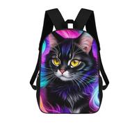 sinyumoney Sacs à dos pour enfants imprimés en 3D Lion Galaxy Portrait Cartables pour garçons et filles avec de grandes poches pour l'école, Neon Whiskered Whirlwind, 17"