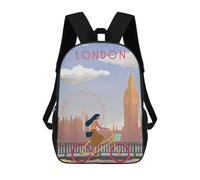sinyumoney Sacs À Dos Pour Enfants Imprimés En 3D London Vintage Sacs D'école Pour Enfants Garçons Et Filles, Sacs De Voyage, Sacs À Livres Pour L'école Ou Les Voyages 17inch