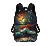 sinyumoney Sacs À Dos Pour Enfants Imprimés En 3D Ocean Sunset Waves-2 Sacs D'école Pour Enfants Garçons Et Filles, Sacs De Voyage, Sacs À Livres Pour L'école Ou Les Voyages 17inch