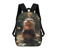 sinyumoney Sacs À Dos Pour Enfants Imprimés En 3D Otter with Flower Sacs D'école Pour Enfants Garçons Et Filles, Sacs De Voyage, Sacs À Livres Pour L'école Ou Les Voyages 17inch