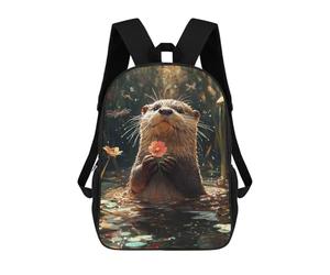 sinyumoney Sacs À Dos Pour Enfants Imprimés En 3D Otter with Flower Sacs D'école Pour Enfants Garçons Et Filles, Sacs De Voyage, Sacs À Livres Pour L'école Ou Les Voyages 17inch