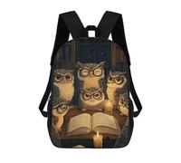 sinyumoney Sacs À Dos Pour Enfants Imprimés En 3D Owls Reading by Candlelight Sacs D'école Pour Enfants Garçons Et Filles, Sacs De Voyage, Sacs À Livres Pour L'école Ou Les Voyages 17inch