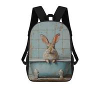 sinyumoney Sacs À Dos Pour Enfants Imprimés En 3D Rabbit in Bathtub Bathroom Art Sacs D'école Pour Enfants Garçons Et Filles, Sacs De Voyage, Sacs À Livres Pour L'école Ou Les Voyages 17inch