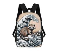 sinyumoney Sacs À Dos Pour Enfants Imprimés En 3D Raccoon Great Wave Sacs D'école Pour Enfants Garçons Et Filles, Sacs De Voyage, Sacs À Livres Pour L'école Ou Les Voyages 17inch