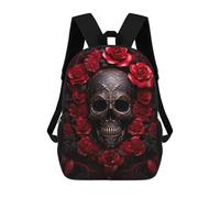 sinyumoney Sacs À Dos Pour Enfants Imprimés En 3D Red Roses Skull Sacs D'école Pour Enfants Garçons Et Filles, Sacs De Voyage, Sacs À Livres Pour L'école Ou Les Voyages 17inch