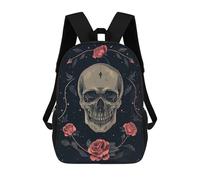 sinyumoney Sacs À Dos Pour Enfants Imprimés En 3D Skull with Pink Roses V Sacs D'école Pour Enfants Garçons Et Filles, Sacs De Voyage, Sacs À Livres Pour L'école Ou Les Voyages 17inch