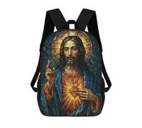 sinyumoney Sacs À Dos Pour Enfants Imprimés En 3D Stained Glass Jesus Christ Portrait Sacs D'école Pour Enfants Garçons Et Filles, Sacs De Voyage, Sacs À Livres Pour L'école Ou Les Voyages 17inch