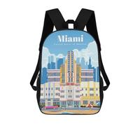 sinyumoney Sacs À Dos Pour Enfants Imprimés En 3D Travel to Miami Sacs D'école Pour Enfants Garçons Et Filles, Sacs De Voyage, Sacs À Livres Pour L'école Ou Les Voyages 17inch