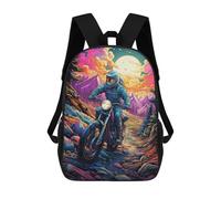 sinyumoney Sacs à dos pour enfants imprimés en 3D Œuvre d'art Dragon Coloré 22 Cartables pour garçons et filles avec de grandes poches pour l'école, Moto Adventure in Mountains, 17"