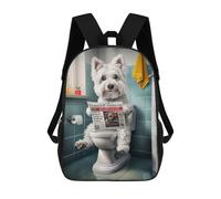 sinyumoney Sacs À Dos Pour Enfants Imprimés En 3D Westie on The Toilet Sacs D'école Pour Enfants Garçons Et Filles, Sacs De Voyage, Sacs À Livres Pour L'école Ou Les Voyages 17inch