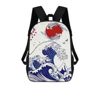 sinyumoney Sacs À Dos Pour Enfants Japanese Koi Wave Sun Sac D'école Imprimé En 3D Pour Enfants, Sac À Dos De Voyage Tendance Pour Écoliers 17inch