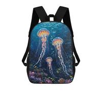 sinyumoney Sacs À Dos Pour Enfants Jellyfish in The Deep Blue Sea Sac D'école Imprimé En 3D Pour Enfants, Sac À Dos De Voyage Tendance Pour Écoliers 17inch