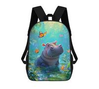 sinyumoney Sacs À Dos Pour Enfants Jungle Adventure with Hippo Sac À Dos Scolaire, Cartable Pour Enfants, Sac De Voyage, Sac À Livres, Sac À Dos Imprimé En 3D Pour Garçons Et Filles 17inch