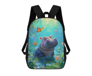 sinyumoney Sacs À Dos Pour Enfants Jungle Adventure with Hippo Sac À Dos Scolaire, Cartable Pour Enfants, Sac De Voyage, Sac À Livres, Sac À Dos Imprimé En 3D Pour Garçons Et Filles 17inch