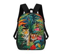 sinyumoney Sacs À Dos Pour Enfants Jungle Royalty Two Tigers Sac D'école Imprimé En 3D Pour Enfants, Sac À Dos De Voyage Tendance Pour Écoliers 17inch