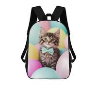 sinyumoney Sacs À Dos Pour Enfants Kitten with Bowtie And Balloons Sac D'école Imprimé En 3D Pour Enfants, Sac À Dos De Voyage Tendance Pour Écoliers 17inch
