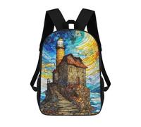 sinyumoney Sacs À Dos Pour Enfants Lighthouse on A Cliff Sac À Dos Scolaire, Cartable Pour Enfants, Sac De Voyage, Sac À Livres, Sac À Dos Imprimé En 3D Pour Garçons Et Filles 17inch