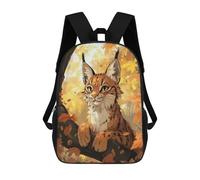 sinyumoney Sacs À Dos Pour Enfants Lynx in Autumn Forest Sac D'école Imprimé En 3D Pour Enfants, Sac À Dos De Voyage Tendance Pour Écoliers 17inch