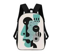 sinyumoney Sacs À Dos Pour Enfants Minimalist Abstract Face - Modern Geometric Art Sac D'école Imprimé En 3D Pour Enfants, Sac À Dos De Voyage Tendance Pour Écoliers 17inch