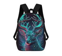 sinyumoney Sacs À Dos Pour Enfants Neon Deer with Glasses Art Print Sac D'école Imprimé En 3D, Sac Tendance, Sac De Voyage Pour L'école Ou Les Voyages 17inch