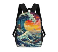sinyumoney Sacs À Dos Pour Enfants Ocean Wave Aesthetic Sac D'école Imprimé En 3D Pour Enfants, Sac À Dos De Voyage Tendance Pour Écoliers 17inch